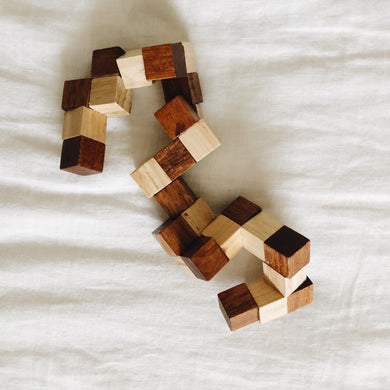 Vintage Wooden Cube Stretch Puzzle