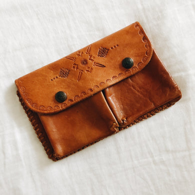 Vintage Tooled Leather Clutch