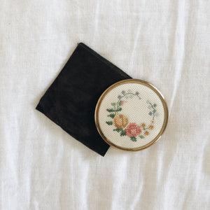 Gorgeous Floral Embroidered Compact Mirror