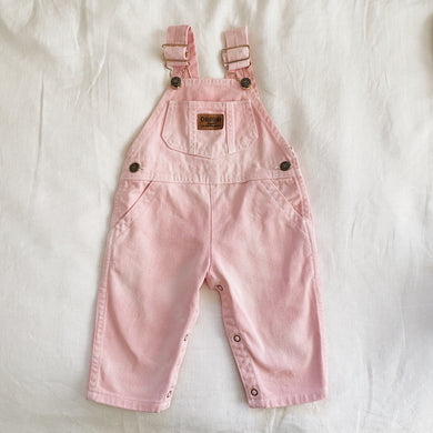 Vintage OshKosh Pink Denim Bleachwash Overalls 12/18M