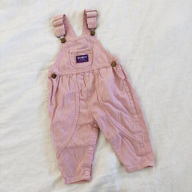 Vintage OshKosh Pink Stripe Overalls 18M