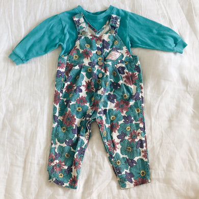 Rare Vintage Floral Overalls Set