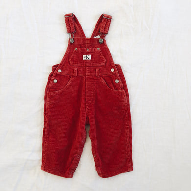 Vintage Calvin Klein Dark Red Corduroy Overalls 12/18M