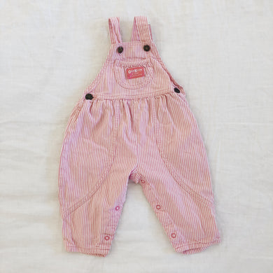 Vintage OshKosh Pink Stripe Overalls 18M