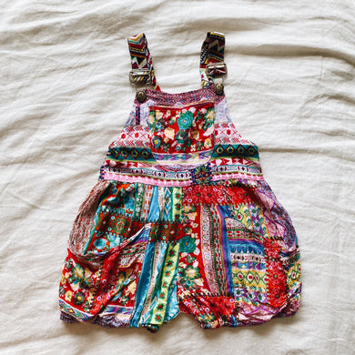 Patchwork Cotton Shortalls
