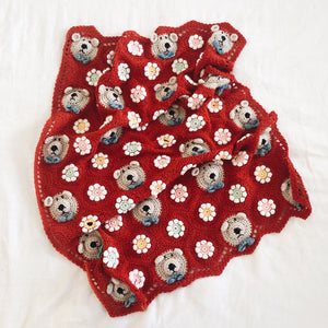 Vintage Crochet Bear Baby Blanket