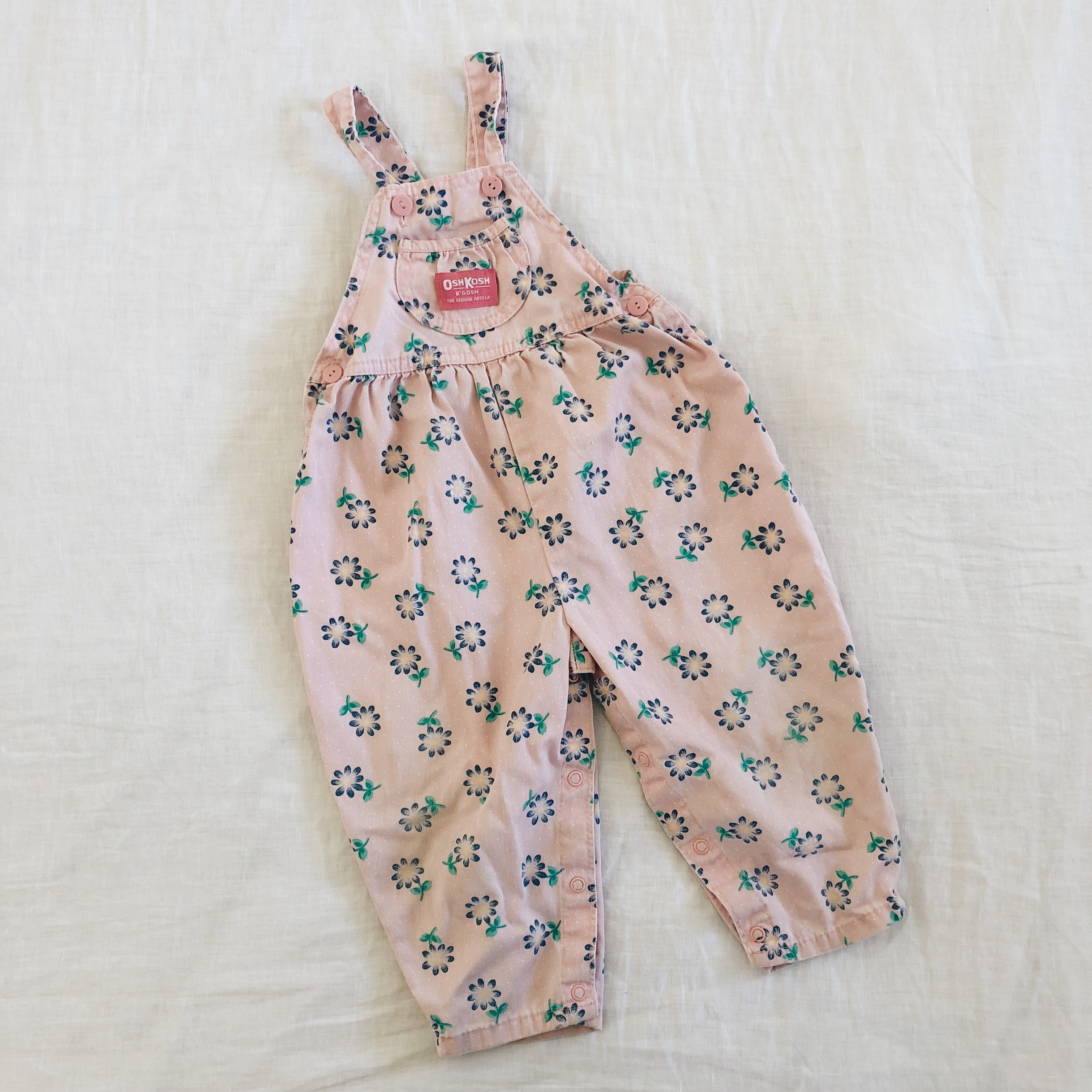 Rare Vintage OshKosh Floral Overalls 2T – Peaches & Cream Vintage