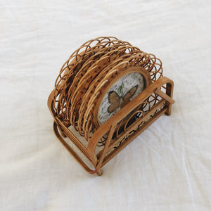 Vintage Rattan Pressed Butterfly Coasters