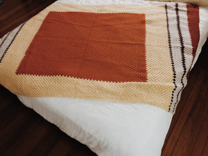 Vintage Earthy Coloured Single Sized Crochet Blanket